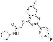 CAS 登录号：606132-71-2， N-环戊基-2-[[2-(4-氟苯基)-7-甲基-4-喹唑啉基]硫代]-乙酰胺