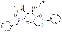 CAS 登录号：60920-72-1， 苄基 2-(乙酰氨基)-2-脱氧-4,6-O-(苯基亚甲基)-3-O-2-丙烯-1-基-alpha-D-吡喃葡萄糖苷