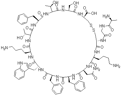 CAS 登录号：61950-59-2， 8-D-色氨酸-14-D-半胱氨酸-生长抑素(羊)
