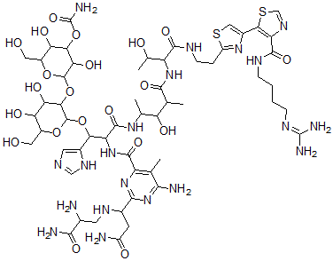CAS 登录号：62624-78-6， (33R)-N1-[4-(脒基氨基)丁基]博来霉素酰胺