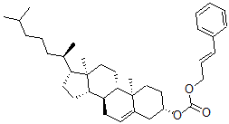 CAS 登录号：62778-25-0， 碳酸 3-苯基-2-丙烯基胆甾-5-烯-3beta-基酯