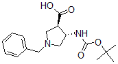 CAS 登录号：628725-28-0， (3R,4S)-rel-4-[[(1,1-二甲基乙氧基)羰基]氨基]-1-(苯基甲基)-3-吡咯烷羧酸