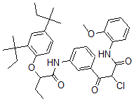 CAS#: 63059-44-9, 3-[[2-[2,4-Bis(1,1-Dimethylpropyl)Phenoxy]-1-Oxobutyl]Amino]-alpha-Chloro-N-(2-Methoxyphenyl)-beta-Oxobenzenepropanamide