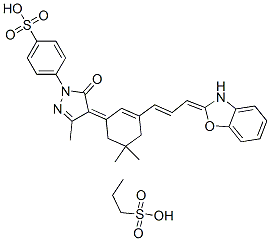 CAS#: 63059-65-4, 2-[3-[3-[1,5-Dihydro-3-Methyl-5-Oxo-1-(4-Sulphophenyl)-4H-Pyrazol-4-Ylidene]-5,5-Dimethylcyclohex-1-En-1-Yl]Prop-2-Enylidene]-2H-Benzoxazole-3-Propylsulphonic Acid