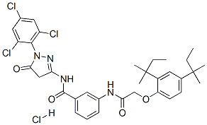 CAS#: 63217-46-9, 3-[[[2,4-Bis(Tert-Pentyl)Phenoxy]Acetyl]Amino]-N-[4,5-Dihydro-5-Oxo-1-(2,4,6-Trichlorophenyl)-1H-Pyrazol-3-Yl]Benzamide Monohydrochloride