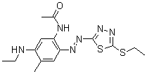 CAS 登录号：63467-24-3， N-[5-(乙基氨基)-2-[[5-(乙硫基)-1,3,4-噻二唑-2-基]偶氮]-4-甲基苯基]-乙酰胺