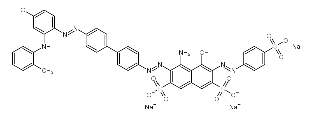 CAS 登录号：6358-80-1， 4-氨基-5-羟基-3-[[4'-[[4-羟基-2-[(O-甲苯基)氨基]苯基]偶氮][1,1'-联苯]-4-基]偶氮]-6-[(4-磺酸基苯基)偶氮]萘-2,7-二磺酸三钠