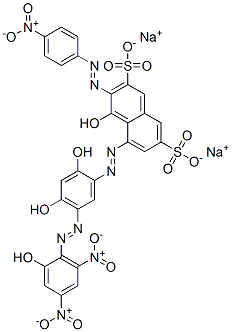 CAS 登录号：63589-11-7， 5-[[2,4-二羟基-5-[(2-羟基-4,6-二硝基苯基)偶氮]苯基]偶氮]-4-羟基-3-[(4-硝基苯基)偶氮]-2,7-萘二磺酸二钠盐
