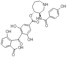 CAS#: 63590-19-2, 4-(2-Carboxy-6-Hydroxybenzoyl)-3,5-Dihydroxy-Benzoic Acid (3R,4R)-Hexahydro-3-[(4-Hydroxybenzoyl)Amino]-1H-Azepin-4-Yl Ester