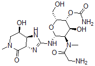 CAS 登录号：63663-79-6， (3aS)-2-[[2-[(氨基乙酰基)甲基氨基]-4-O-氨基羰基-2-脱氧-beta-D-吡喃葡萄糖基]氨基]-1,3abeta,5,6,7,7aalpha-六氢-7beta-羟基-5-甲基-4H-咪唑并[4,5-c]吡啶-4-酮