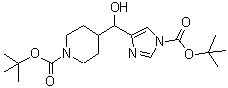 CAS#: 639089-41-1, 2-Methyl-2-propanyl 4-[hydroxy(1-{[(2-methyl-2-propanyl)oxy]carbonyl}-1H-imidazol-4-yl)methyl]-1-piperidinecarboxylate