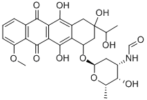 CAS 登录号：64479-55-6， 7,8,9,10-四氢-6,8,11-三羟基-8-(1-羟基乙基)-1-甲氧基-10-((2,3,6-三脱氧-3-(甲酰氨基)-alpha-L-来苏-己糖吡喃糖苷)氧基)-5,12-并四苯醌