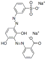CAS 登录号：64683-38-1， 2-[[2,6-二羟基-3-[(3-磺酸基苯基)偶氮]苯基]偶氮]苯甲酸二钠