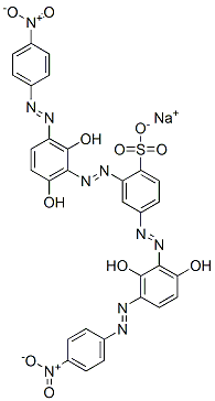 CAS 登录号：6473-04-7， 2,4-二[[2,6-二羟基-3-[(4-硝基苯基)偶氮]苯基]偶氮]苯磺酸钠盐