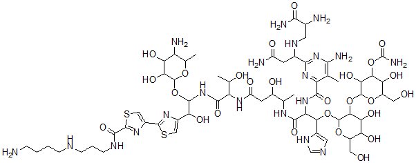 CAS#: 65057-91-2, N1-[3-[(4-Aminobutyl)Amino]Propyl]-13-[(4-Amino-4,6-Dideoxy-alpha-L-Talopyranosyl)Oxy]-19-Demethyl-12-Hydroxybleomycinamide