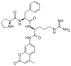 CAS 登录号：65147-21-9， H-脯氨酰-苯丙氨酰-精氨酰-7-氨基-4-甲基香豆素乙酸盐