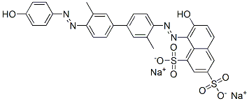 CAS 登录号：65168-20-9， 7-羟基-8-[[4'-[(4-羟基苯基)偶氮]-3,3'-二甲基[1,1'-联苯]-4-基]偶氮]萘-1,3-二磺酸二钠