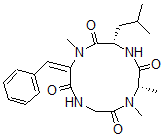 CAS 登录号：65452-16-6， (3S,6S,12E)-12-亚苄基-1,6,7-三甲基-3-(2-甲基丙基)-1,4,7,10-四氮杂环十二烷-2,5,8,11-四酮