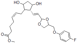 CAS#: 66176-11-2, (Z)-7-[(1R)-3alpha,5alpha-Dihydroxy-2beta-[(E)-2-[2-[(4-Fluorophenoxy)Methyl]-1,3-Dioxolan-2-Yl]Ethenyl]Cyclopentan-1alpha-Yl]-5-Heptenoic Acid Methyl Ester