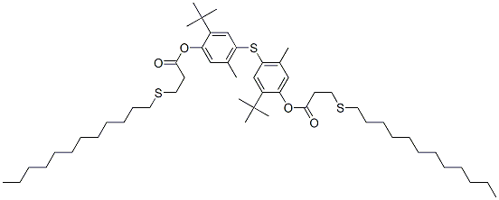 CAS 登录号：66534-05-2， 硫代二[2-(1,1-二甲基乙基)-5-甲基-4,1-亚苯基]二[3-(十二烷基硫代)丙酸酯]