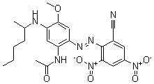 CAS 登录号：66671-91-8， N-[2-[(2-氰基-4,6-二硝基苯基)偶氮]-4-甲氧基-5-[(1-甲基戊基)氨基]苯基]-乙酰胺