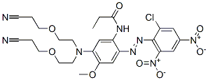 CAS 登录号：66693-26-3， N-[5-[二[2-(2-氰基乙氧基)乙基]氨基]-2-[(2-氯-4,6-二硝基苯基)偶氮]-4-甲氧基苯基]丙酰胺