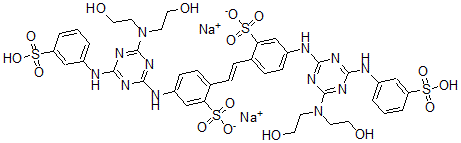CAS#: 66813-34-1, Disodium 5-[[4-(Bis(2-Hydroxyethyl)Amino)-6-[(3-Sulfonatophenyl)Amino] -1,3,5-Triazin-2-Yl]Amino]-2-[(E)-2-[4-[[4-(Bis(2-Hydroxyethyl)Amino)- 6-[(3-Sulfonatophenyl)Amino]-1,3,5-Triazin-2-Yl]Amino]-2-Sulfonato-Phenyl]Ethenyl]Benzenesulfonate