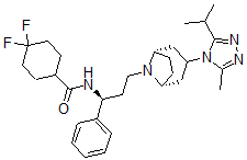 CAS#: 674782-29-7, 4,4-Difluoro-N-[(1S)-3-[(1S,5R)-3-(3-Methyl-5-Propan-2-Yl-1,2,4-Triazol-4-Yl)-8-Azabicyclo[3.2.1]Oct-8-Yl]-1-Phenyl-Propyl]Cyclohexane-1-Carboxamide