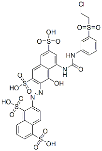 CAS 登录号：6758-66-3， 2-[[8-[3-[3-[(2-氯乙基)磺酰基]-苯基]脲基]-1-羟基-3,6-二磺基-2-萘基]偶氮]-1,5-萘二磺酸