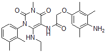 CAS 登录号：676148-83-7， 2-(4-氨基-2,3,5-三甲基苯氧基)-N-[1-(2,3-二甲基苯基)-6-(乙基氨基)-1,2,3,4-四氢-3-甲基-2,4-二氧代-嘧啶-5-基]-乙酰胺
