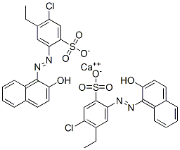 CAS 登录号：67801-03-0， 5-氯-4-乙基-2-(2-羟基-1-萘基)偶氮-苯磺酸钙盐 (2:1)