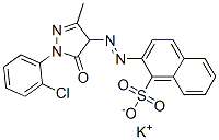 CAS 登录号：67875-12-1， 2-[[1-(2-氯苯基)-4,5-二氢-3-甲基-5-氧代-1H-吡唑-4-基]偶氮]萘-1-磺酸钾
