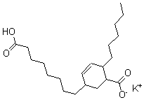 CAS 登录号：68127-33-3， 5-羧基-4-己基-2-环己烯-1-辛酸钾盐(1:?)
