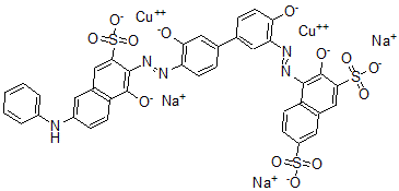 CAS#: 68140-37-4, Dicopper trisodium 4-[[5-[4-[(6-anilino-1-oxido-3-sulfonatonaphthalen-2-yl)diazenyl]-3-oxidophenyl]-2-oxidophenyl]diazenyl]-3-oxidonaphthalene-2,7-disulfonate