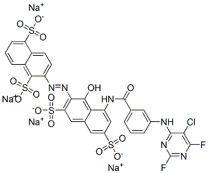 CAS 登录号：68238-92-6， 2-[[8-[[3-[(5-氯-2,6-二氟-4-嘧啶基)氨基]苯甲酰基]氨基]-1-羟基-3,6-二磺酸基-2-萘基]偶氮]萘-1,5-二磺酸四钠