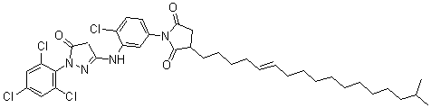 CAS#: 68240-17-5, 1-[4-Chloro-3-[[4,5-Dihydro-5-Oxo-1-(2,4,6-Trichlorophenyl)-1H-Pyrazol-3-Yl]Amino]Phenyl]-3-Isooctadecen-1-Yl-2,5-Pyrrolidinedione