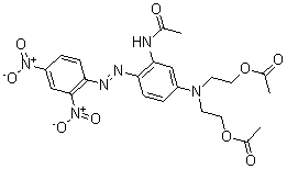 CAS 登录号：68391-47-9， N-[5-[二[2-(乙酰氧基)乙基]氨基]-2-[(2,4-二硝基苯基)偶氮]苯基]-乙酰胺