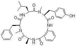 CAS#: 691363-62-9, Cyclo(L-Alanyl-N-Methyl-L-Phenylalanyl-L-Valyl-N-Methyl-L-Tyrosyl-2-Aminobenzoyl)