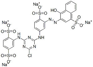 CAS 登录号：70210-18-3， 2-[[4-氯-6-[[3-[(1-羟基-4-磺酸基-2-萘基)偶氮]-4-磺酸基苯基]氨基]-1,3,5-三嗪-2-基]氨基]苯-1,4-二磺酸四钠