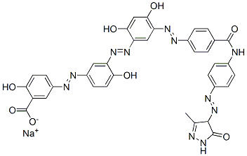 CAS#: 70210-44-5, Sodium 5-[[3-[[5-[[4-[[[4-[(4,5-Dihydro-3-Methyl-5-Oxo-1H-Pyrazol-4-Yl)Azo]Phenyl]Amino]Carbonyl]Phenyl]Azo]-2,4-Dihydroxyphenyl]Azo]-4-Hydroxyphenyl]Azo]Salicylate