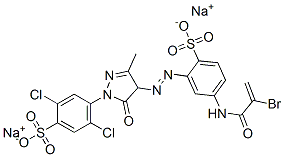 CAS 登录号：70247-70-0， 4-[4-[[5-[(2-溴-1-氧代烯丙基)氨基]-2-磺酸基苯基]偶氮]-4,5-二氢-3-甲基-5-氧代-1H-吡唑-1-基]-2,5-二氯苯磺酸二钠