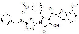 CAS#: 7050-44-4, 1-(5-Benzylsulfanyl-1,3,4-thiadiazol-2-yl)-4-hydroxy-3-(7-methoxy-1-benzofuran-2-carbonyl)-2-(3-nitrophenyl)-2H-pyrrol-5-one