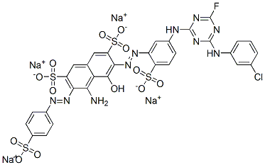 CAS 登录号：70528-89-1， 四钠4-氨基-6-[[5-[[4-[(3-氯苯基)氨基]-6-氟-1,3,5-三嗪-2-基]氨基]-2-磺酸基苯基]偶氮]-5-羟基-3-[(4-磺酸基苯基)偶氮]萘-2,7-二磺酸盐