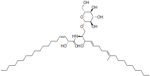 CAS#: 70711-60-3, (Z,2R)-2-hydroxy-N-[(2S,4E,8E)-3-hydroxy-9-methyl-1-[(2R,3R,4S,5S,6R)-3,4,5-Trihydroxy-6-(hydroxymethyl)oxan-2-yl]oxy-octadeca-4,8-dien-2-yl]octadec-3-enamide