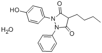 CAS 登录号：7081-38-1， 4-丁基-1-(4-羟基苯基)-2-苯基-3,5-吡唑烷二酮单水合物