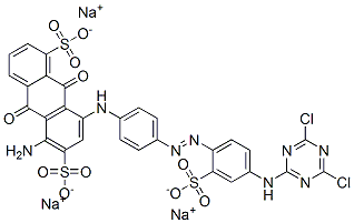 CAS#: 70865-35-9, Trisodium 5-Amino-8-[[4-[[4-[(4,6-Dichloro-1,3,5-Triazin-2-Yl)Amino]-2-Sulphonatophenyl]Azo]Phenyl]Amino]-9,10-Dihydro-9,10-Dioxoanthracene-1,6-Disulphonate