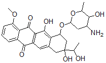 CAS 登录号：71800-90-3， 8-(1-羟基乙基)-10-[(3-氨基-2,3,6-三脱氧-alpha-L-来苏-己糖吡喃糖苷)氧基]-7,8,9,10-四氢-8,11-二羟基-1-甲氧基-5,12-并四苯醌