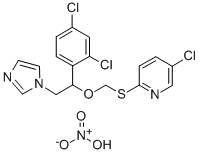 CAS 登录号：71821-37-9， 5-氯-2-(((1-(2,4-二氯苯基)-2-(1H-咪唑-1-基)乙氧基)甲基)硫代)-吡啶单硝酸盐