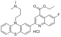 CAS 登录号：72170-36-6， 乙基2-[10-(3-二甲基氨基丙基)吩噻嗪-2-基]-6-氟喹啉-4-羧酸酯盐酸盐