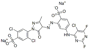 CAS 登录号：72379-41-0， 2,5-二氯-4-[4-[5-[(5-氯-2,6-二氟嘧啶-4-基)氨基]-2-磺酸苯基]偶氮-3-甲基-5-氧代-4H-吡唑-1-基]苯磺酸二钠
